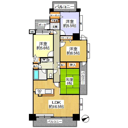 Floor plan. 4LDK, Price 13.8 million yen, Occupied area 88.35 sq m , Balcony area 18.45 sq m