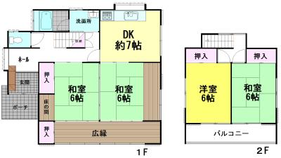 Floor plan. 9.8 million yen, 4DK, Land area 187.45 sq m , Building area 93.09 sq m