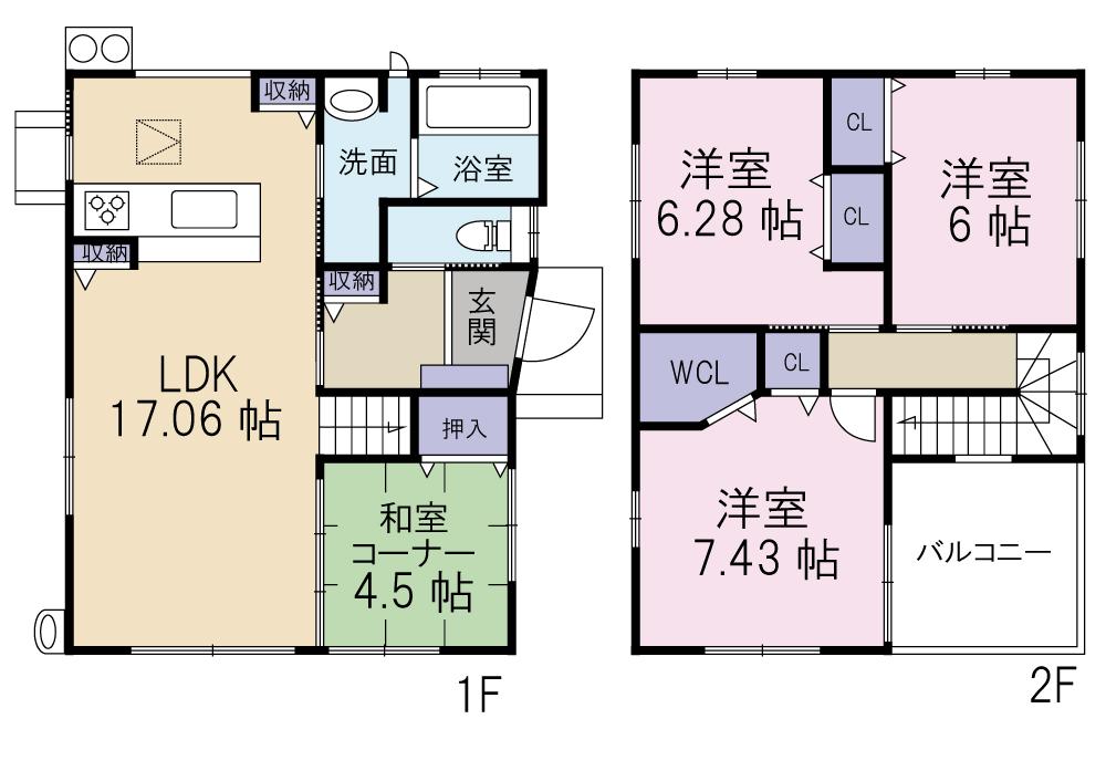 Floor plan. 21,800,000 yen, 4LDK, Land area 161.95 sq m , Building area 96.61 sq m Floor