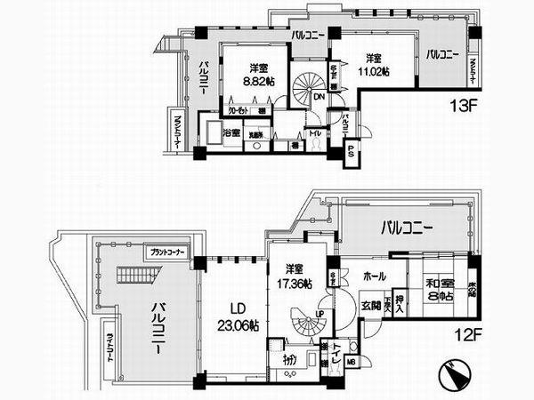 Floor plan. 4LDK, Price 32 million yen, Footprint 160.75 sq m , Balcony area 114.38 sq m