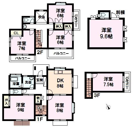 Floor plan. 24,800,000 yen, 5LDK, Land area 272.56 sq m , Building area 125.03 sq m