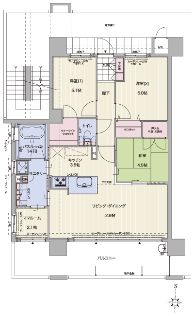Floor: 3LDK + Mom room, occupied area: 76.86 sq m, Price: 21,433,400 yen ~ 22,153,200 yen