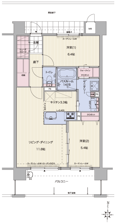 Floor: 2LDK, occupied area: 63.74 sq m, Price: 17,021,200 yen