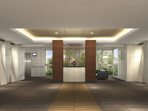 Shared facilities.  [Entrance hall] Not limited to the guest to visit, days, Even the house who come and go this place, Want greeted with unrivaled comfort and peace. In the entrance hall, which was nestled in such thoughts, Spread go sky and, It alive is "hospitality" colored the quality in vivid planting. (Rendering)