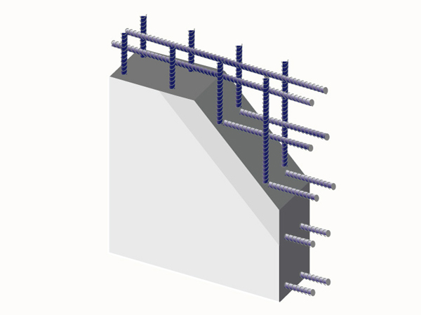 Building structure.  [Double reinforcement of shear walls] To shear wall horizontal force applied to the building at the time of the earthquake acts, It has adopted a double reinforcement of two rows array to exert more tenacity. (Conceptual diagram)