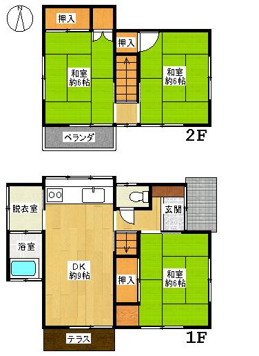 Floor plan. 6.5 million yen, 3DK, Land area 100.45 sq m , Building area 63.76 sq m 3DK