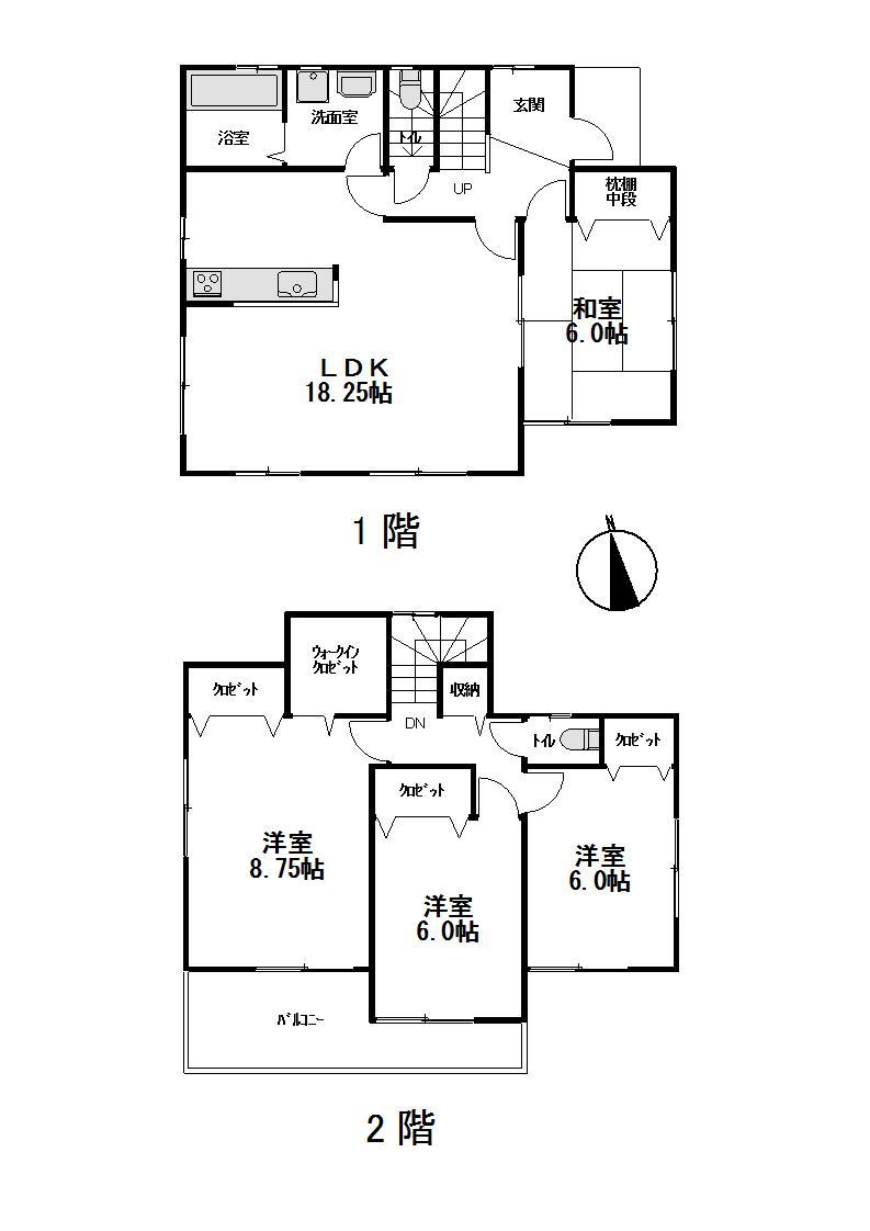 Floor plan. 22,800,000 yen, 4LDK, Land area 174.09 sq m , Building area 107.23 sq m
