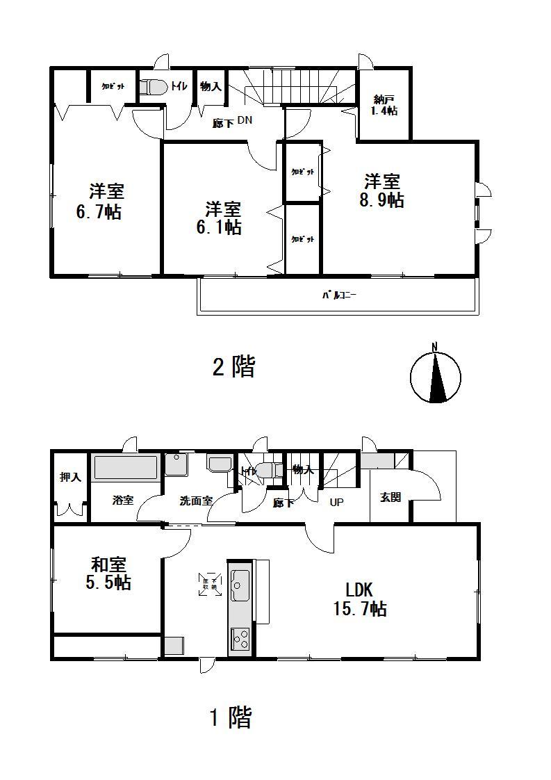 Floor plan. (3 Building), Price 17.8 million yen, 4LDK+S, Land area 189.65 sq m , Building area 100.44 sq m