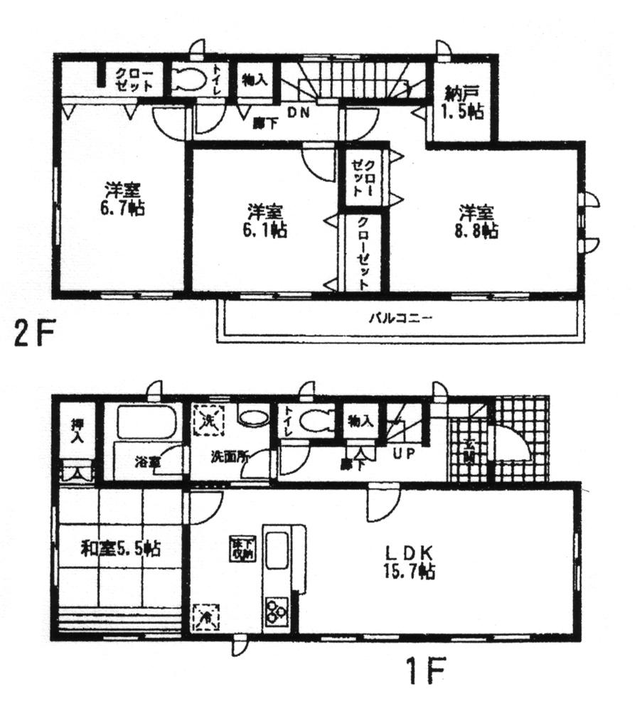 Floor plan. (3 Building), Price 17.8 million yen, 4LDK+S, Land area 189.65 sq m , Building area 100.44 sq m