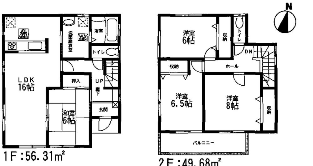 Floor plan. 18,980,000 yen, 4LDK, Land area 160.55 sq m , Building area 105.99 sq m south-facing sunny Mato