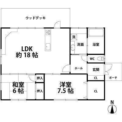 Floor plan. 14.8 million yen, 2LDK, Land area 204.37 sq m , Building area 75.67 sq m