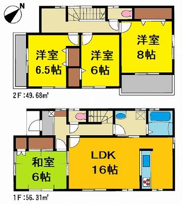 Floor plan. 23,980,000 yen, 4LDK, Land area 208.58 sq m , Building area 105.99 sq m