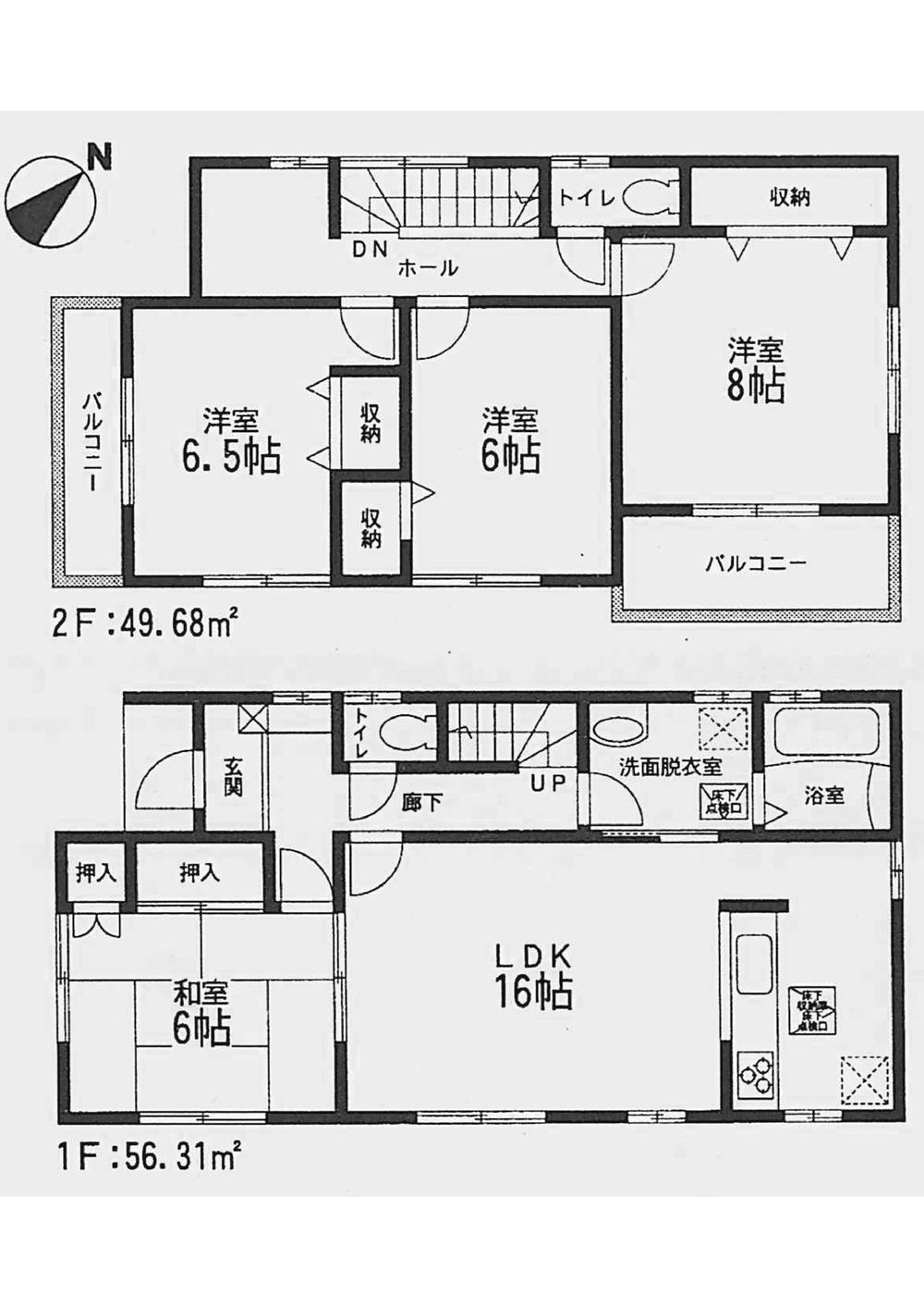 Floor plan. 23,980,000 yen, 4LDK, Land area 208.58 sq m , Building area 105.99 sq m