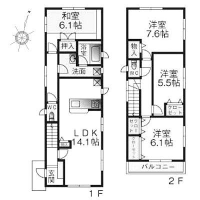 Floor plan. 18,800,000 yen, 4LDK, Land area 165.35 sq m , Building area 94.77 sq m floor plan!