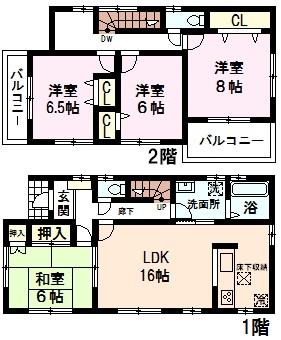 Floor plan. 19,980,000 yen, 4LDK, Land area 180.52 sq m , Building area 105.99 sq m