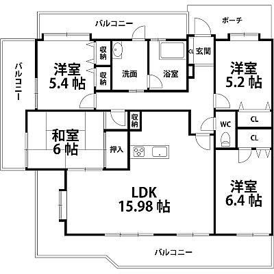 Floor plan. 4LDK, Price 19 million yen, Occupied area 86.11 sq m