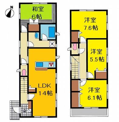 Floor plan. 18,800,000 yen, 4LDK, Land area 165.35 sq m , Building area 94.77 sq m