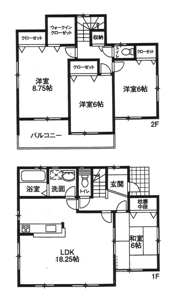 Floor plan. 22,800,000 yen, 4LDK + S (storeroom), Land area 174.09 sq m , Building area 107.23 sq m
