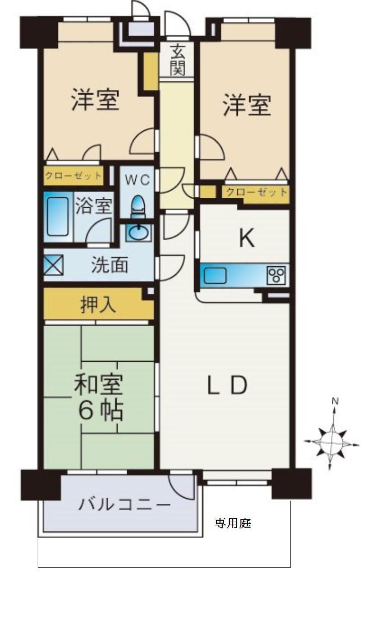 Floor plan. 3LDK, Price 6.8 million yen, Occupied area 60.77 sq m , Balcony area 5.62 sq m