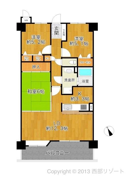 Floor plan. 3LDK, Price 12.9 million yen, Occupied area 70.62 sq m , Balcony area 11.88 sq m (9 May 2013) created