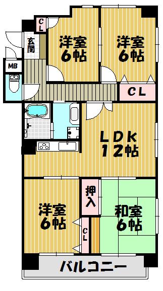 Floor plan. 4LDK, Price 13.8 million yen, Occupied area 78.73 sq m , Balcony area 8.9 sq m