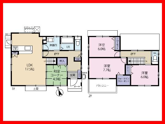 Floor plan. 27,800,000 yen, 4LDK, Land area 181.46 sq m , Building area 103.68 sq m Floor