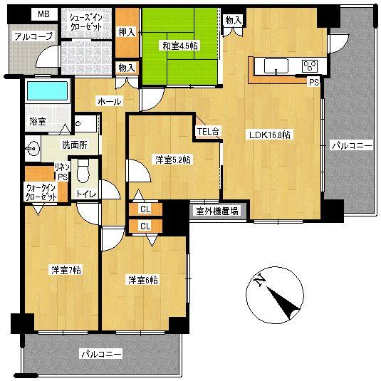 Floor plan. 4LDK + S (storeroom), Price 26,900,000 yen, Occupied area 90.17 sq m , Balcony area 20.75 sq m
