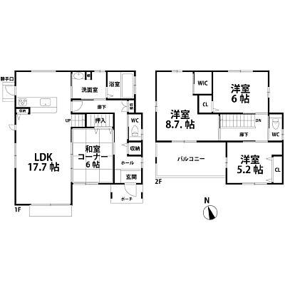 Floor plan. 29,800,000 yen, 4LDK, Land area 166.79 sq m , Building area 106.4 sq m Floor!