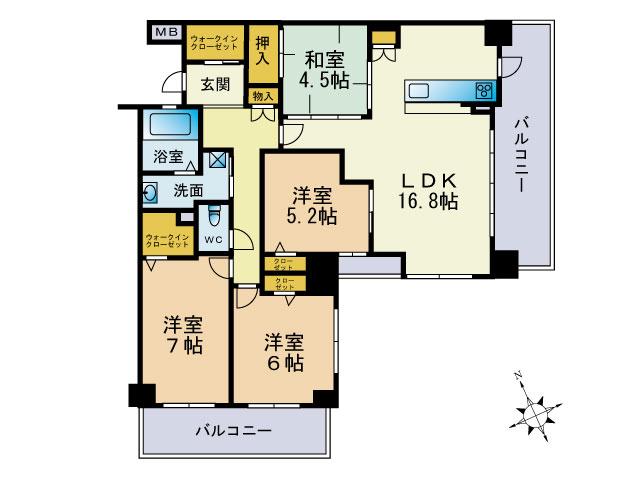 Floor plan. 4LDK, Price 26,900,000 yen, Occupied area 90.17 sq m , Balcony area 20.75 sq m