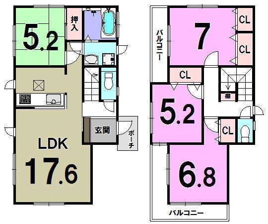 Floor plan. 27,800,000 yen, 4LDK, Land area 144.85 sq m , Building area 98.95 sq m