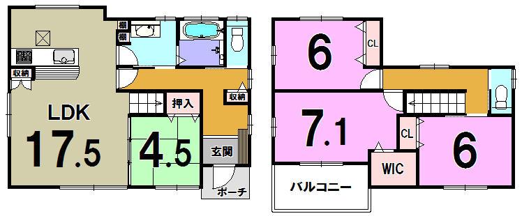 Floor plan. 28.8 million yen, 4LDK, Land area 181.46 sq m , Building area 103.68 sq m