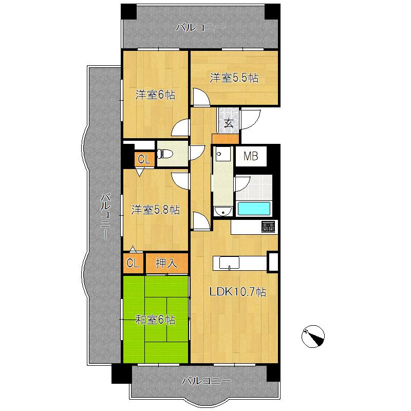 Floor plan. 4LDK, Price 13,900,000 yen, Occupied area 78.49 sq m , Balcony area 33.99 sq m
