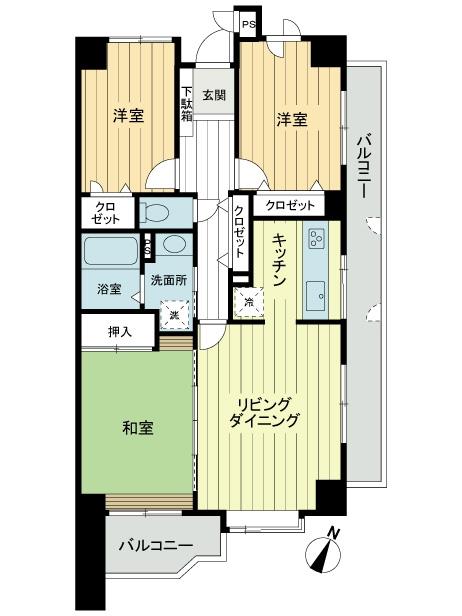 Floor plan. 3LDK, Price 10.8 million yen, Footprint 71 sq m , Balcony area 14.98 sq m