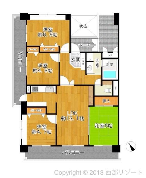 Floor plan. 4LDK, Price 18.9 million yen, Footprint 80.6 sq m , Balcony area 22.65 sq m (12 May 2012) created