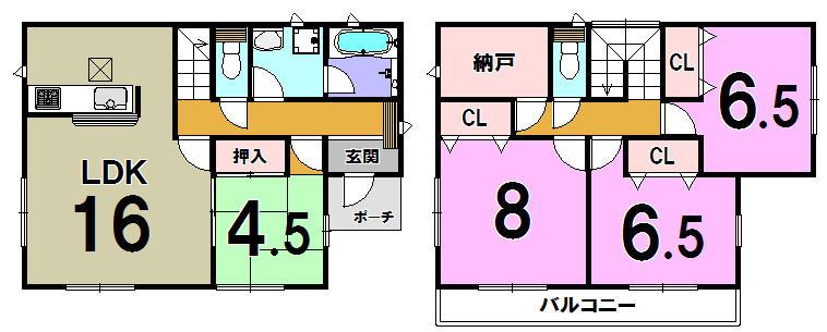Floor plan. 31,900,000 yen, 4LDK, Land area 130.33 sq m , Building area 103.68 sq m