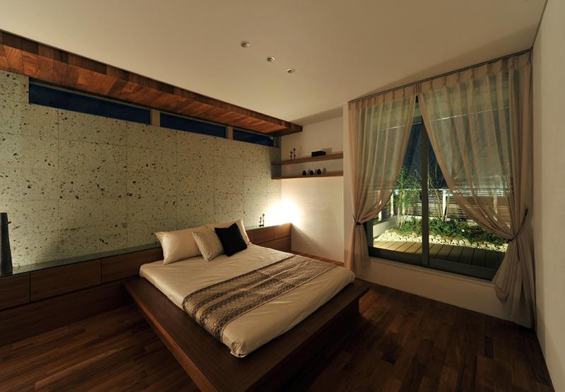 Model house photo. Bedroom you can relax in the shade with soothing natural materials