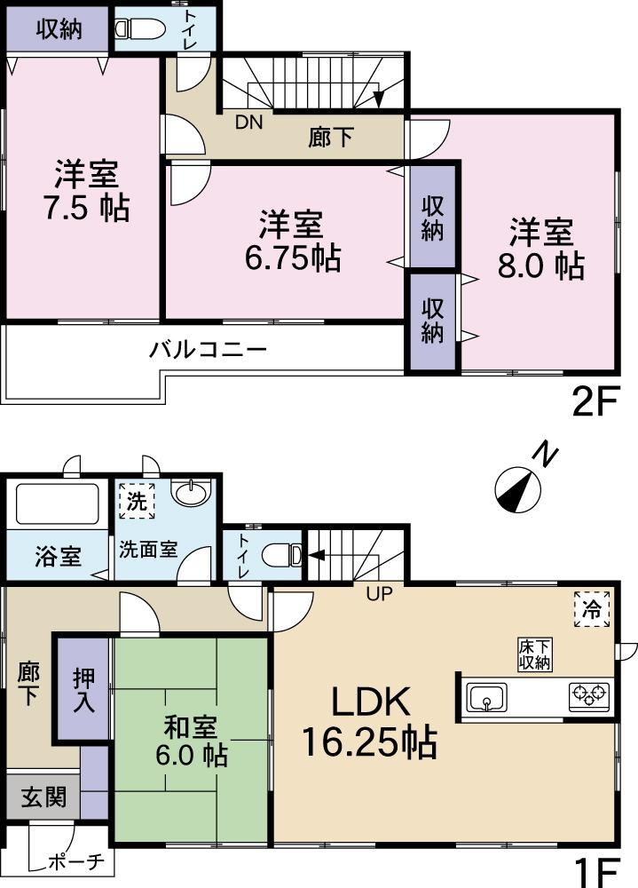 Floor plan. 28,980,000 yen, 4LDK, Land area 131.26 sq m , Building area 107.23 sq m Floor