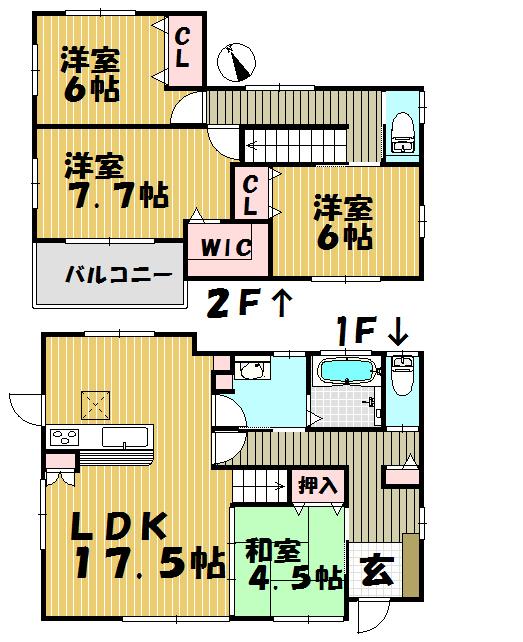 Floor plan. (1 Building), Price 28.8 million yen, 4LDK, Land area 181.46 sq m , Building area 103.68 sq m