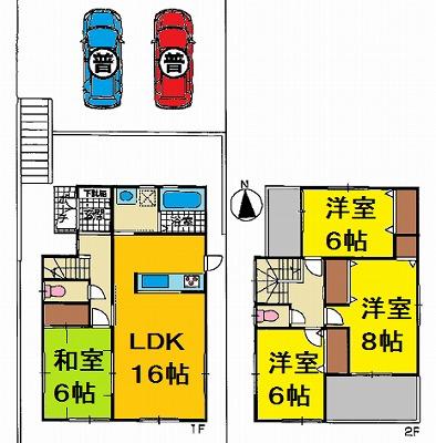 Floor plan. 25,800,000 yen, 4LDK, Land area 181.36 sq m , Building area 98.41 sq m