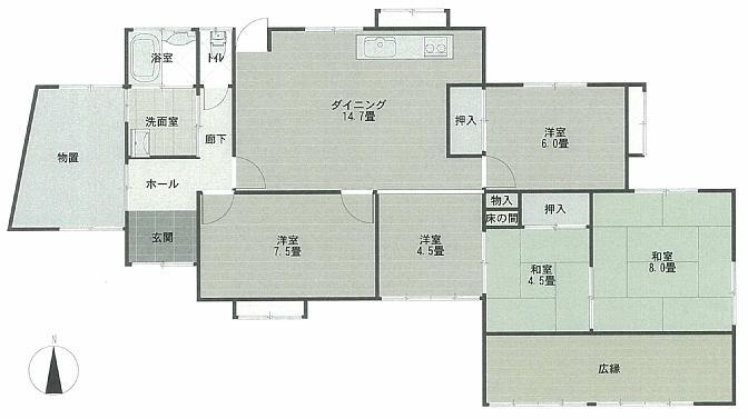 Floor plan. 30,800,000 yen, 4LDK, Land area 346.89 sq m , 4LDK with a building area of ​​114.95 sq m storeroom