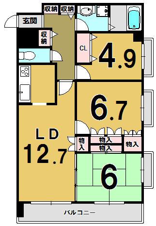 Floor plan. 3LDK, Price 11.8 million yen, Occupied area 67.89 sq m , Balcony area 9.1 sq m
