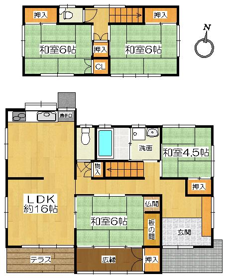 Floor plan. 19,800,000 yen, 4LDK, Land area 204.02 sq m , Building area 108.87 sq m