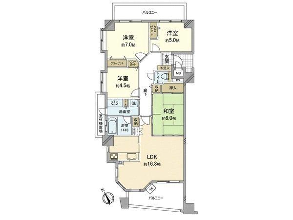 Floor plan. 4LDK, Price 24,800,000 yen, Occupied area 87.49 sq m , Balcony area 17.44 sq m
