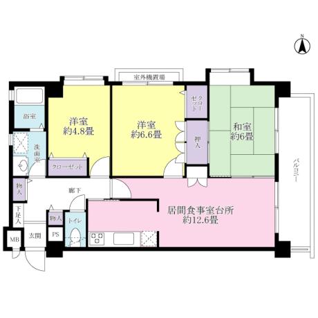 Floor plan. 3LDK, Price 11.8 million yen, Occupied area 67.89 sq m , Balcony area 9.1 sq m
