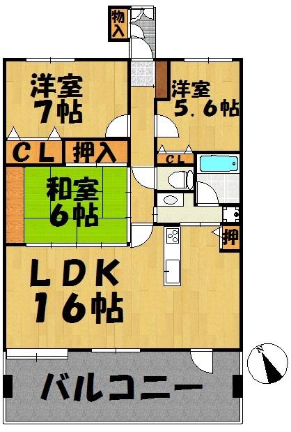 Floor plan. 3LDK, Price 18,800,000 yen, Footprint 77.6 sq m , Balcony area 27.2 sq m
