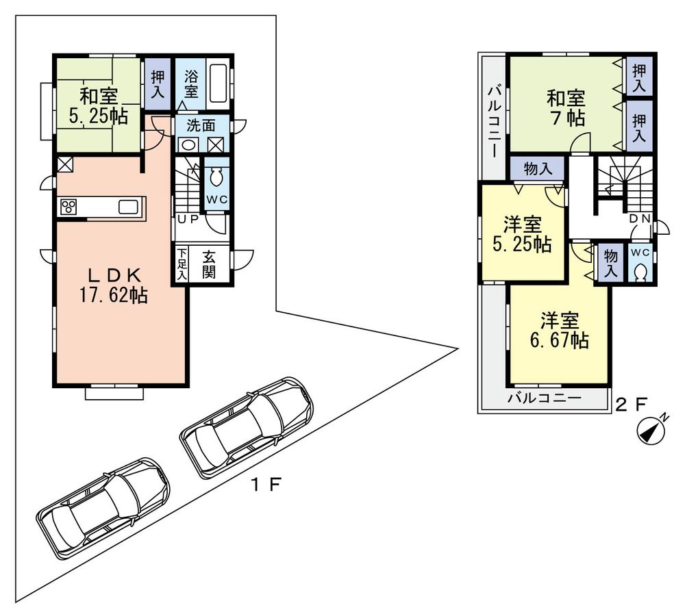 Floor plan. 27,800,000 yen, 4LDK, Land area 144.85 sq m , Also equipped with two parking in the building area 98.95 sq m 4LDK.