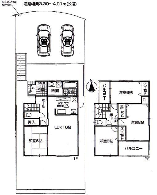 Floor plan. 25,800,000 yen, 4LDK, Land area 181.36 sq m , Building area 98.41 sq m 1 floor, Second floor floor plan