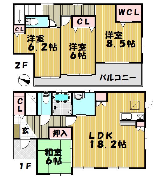 Floor plan. 32,800,000 yen, 4LDK, Land area 165.48 sq m , Building area 108.26 sq m