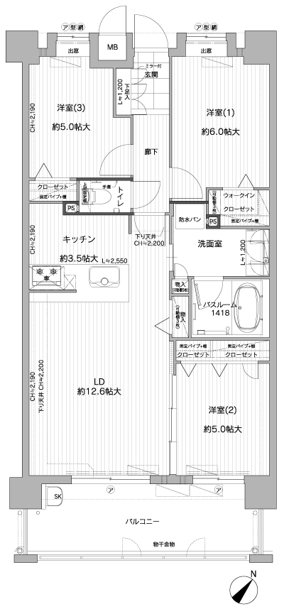Floor: 3LDK, occupied area: 70.77 sq m, Price: 21.9 million yen ・ 22,400,000 yen
