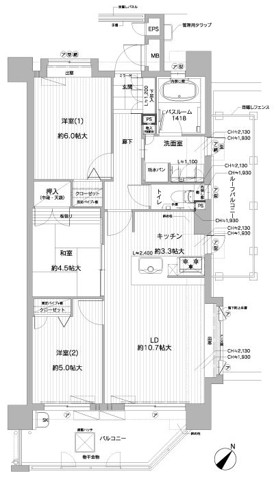 Floor: 3LDK, occupied area: 66.04 sq m, Price: 22.4 million yen